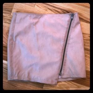 Blush asymmetrical zipper mini skirt faux leather